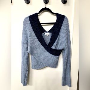Superdown Blue Wrap Sweater